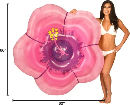 Vista 6 de Canguro Luau Floats; Hibiscus Flower Pool Raft, 6 x 6 ft.