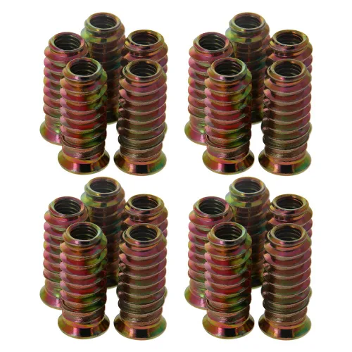 Vista 32 de MroMax 20 piezas de insertos de tuerca para muebles M6x10mm, acero al carbono, zincado, hexagonal interno, tornillo con brida, insertos de madera