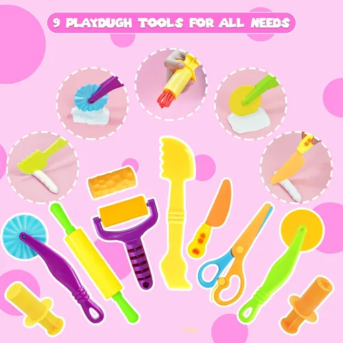 Vista 4 de Juego de herramientas de plastilina, 18 piezas de juegos de plastilina para niños de 4 a 8 años, accesorios creativos de plastilina con cortadores