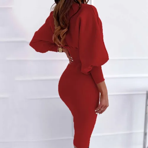 Vista 3 de Vestidos de mujer a la moda, casual, de invierno, para mujer, manga larga, para fiesta de noche, mini vestido