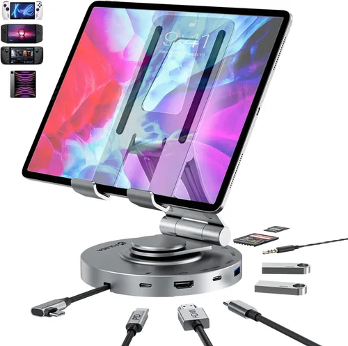 Vista 8 de USB C HUB HDMI 4K @60Hz, estación de acoplamiento 8 en 1, adaptador USB C multipuertos con Gigabit Ethernet, PD 100W, 3* USB 3.0, TF/SD, USB C Dock