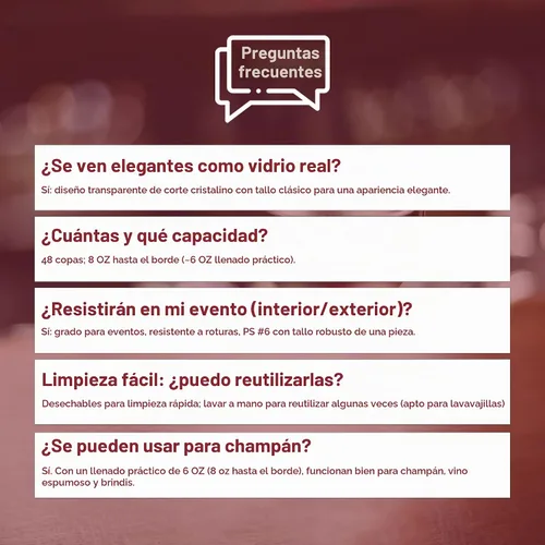 Vista 7 de Smarty Had A Party Copas de vino de plástico, paquete de 48 copas de vino desechables grandes de 11 onzas con tallo, vasos transparentes resistentes