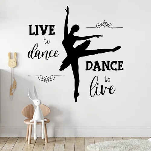 Vista 3 de Calcomanías de pared para niñas bailarinas, gimnasios, calcomanías de pared extraíbles para decoración de pared de bailarina, arte para dormitorio