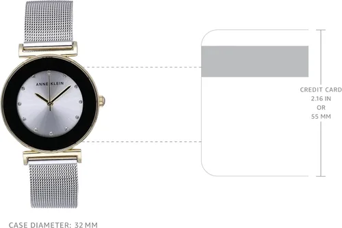 Vista 6 de Anne Klein Reloj pulsera de malla acentuada con purpurina para mujer