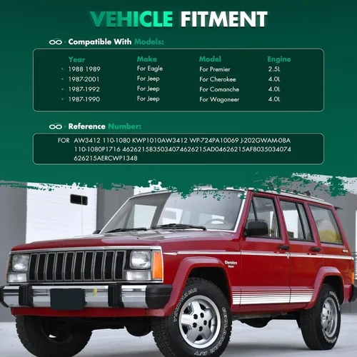 Vista 3 de SCITOO AW3412 Bomba de agua del motor con junta para Jeep para Cherokee Comanche Wagoneer Premier 4.0L 2.5L Car Water Pump for Jeep Comanche,for