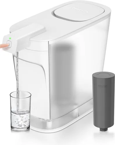 Vista 13 de Jarra de agua con filtro Philips +3 cartuchos de recambio Micro X-Clean, flujo rápido, color blanco, 2,6 litros, temporizador electrónico