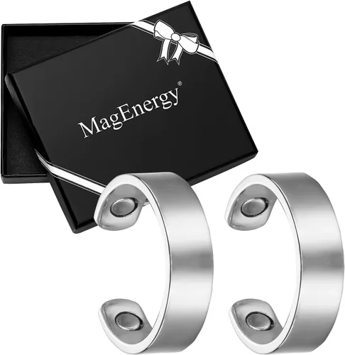 Vista 2 de MagEnergy Anillos magnéticos de cobre para hombres y mujeres, anillo de terapia magnética para aliviar el dolor, anillos ajustables de regalo