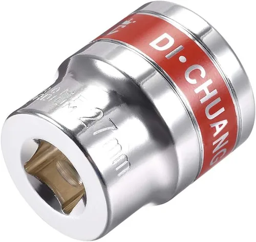 Vista 6 de uxcell Unidad de 1/2 pulgada por enchufe poco profundo de 0.315 in con banda roja, Cr-V, 6 puntos, métrico