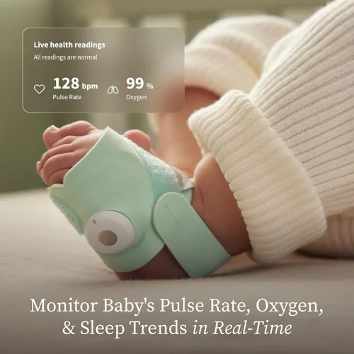 Vista 2 de Owlet Dream Sock - Monitor inteligente para bebés, monitor de SpO2 para bebés rastrea la frecuencia cardíaca y el oxígeno. Los padres reciben