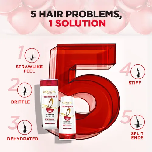 Vista 3 de L'Oreal Paris Hair Expertise Total Repair 5 Champú, 21.6 fl oz