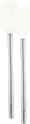 Vista 17 de Tovolo Espátula para Frascos de Silicona con Mango Largo de Acero Inoxidable Espátula Raspadora Naranja Albaricoque, Raspador de Frascos Resistente