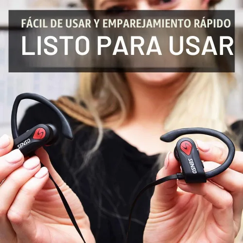 Vista 7 de Senso Auriculares Bluetooth, los mejores auriculares deportivos inalámbricos con micrófono IPX7, impermeables, HD, estéreo, a prueba de sudor