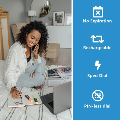 Vista 6 de Tarjeta telefónica para internacionales y hasta 415 minutos nacionales, tarjeta de llamada prepagada para teléfonos celulares, teléfonos domésticos