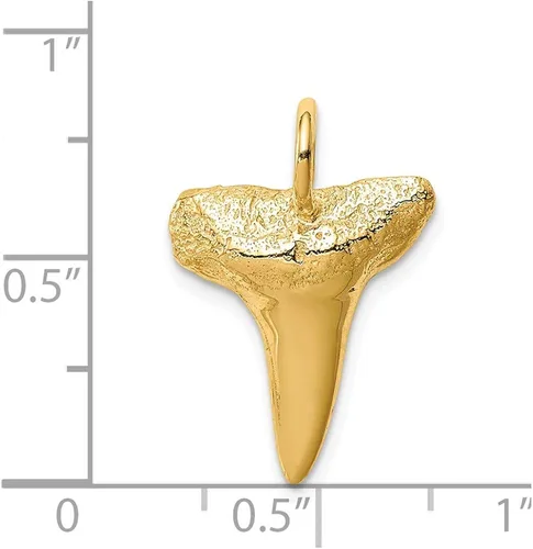 Vista 3 de Colgante de oro amarillo macizo de 14 quilates con diente de tiburón para hombre