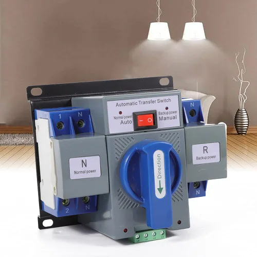 Vista 8 de Interruptor de transferencia automática de doble potencia, interruptor de cambio de generador de energía dual 63A 2P, interruptor comercial de 110 V