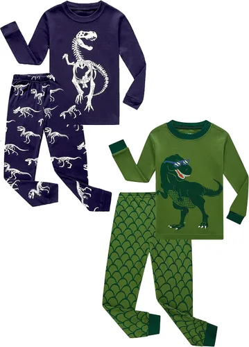 Vista 15 de Family Feeling - Conjunto de 2 piezas de pijama de Navidad a rayas para niños y niñas, 100 % algodón 4-piece-22tractor-2022