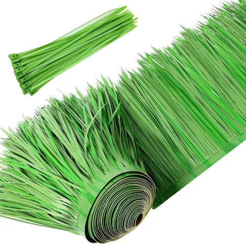 Vista 9 de Sawysine Rollo de paja mexicana para techo Tiki Hut, rodillos de paja de palma para Tiki Bar, Pato ciego Paraguas de patio, Palapa Artificial Gris