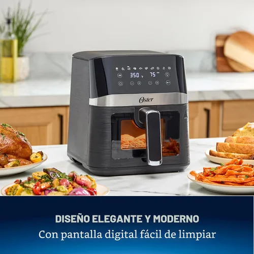 Vista 4 de Oster Freidora de aire compacta, freidora digital de 4 cuartos de galón con ventana, freidora de aire de encimera fácil de usar