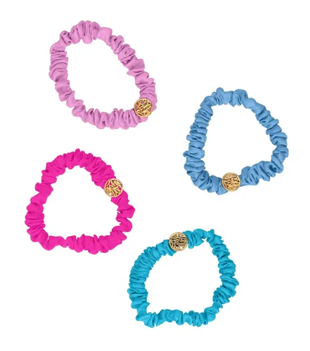 Vista 2 de Lilly Pulitzer Juego de 4 coleteros de satén, color rosa y azul