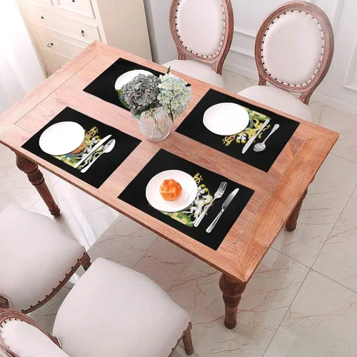 Vista 6 de UK England Royal Shield of Arms United Kingdom Durable Waterproof - Paquete de 4 manteles individuales tejidos de PVC, diseño elegante, fácil