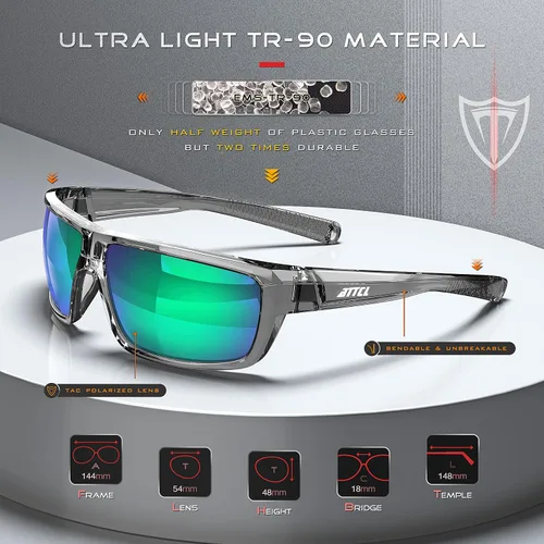 Vista 3 de ATTCL - Gafas de sol polarizadas para hombres - Gafas deportivas de pesca 100 protección UV