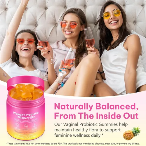 Vista 7 de Paquete de 2 gomitas de probióticos femeninos, probiótico vaginal para mujeres, gomitas de equilibrio femenino de pH para olor saludable, mejora