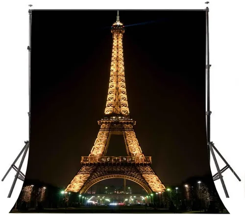 Vista 2 de Telón de fondo negro para fotografía que ilumina la Torre Eiffel para sesión de fotos, 3 x 5 pies, uso para fotografía, telón de fondo de boda