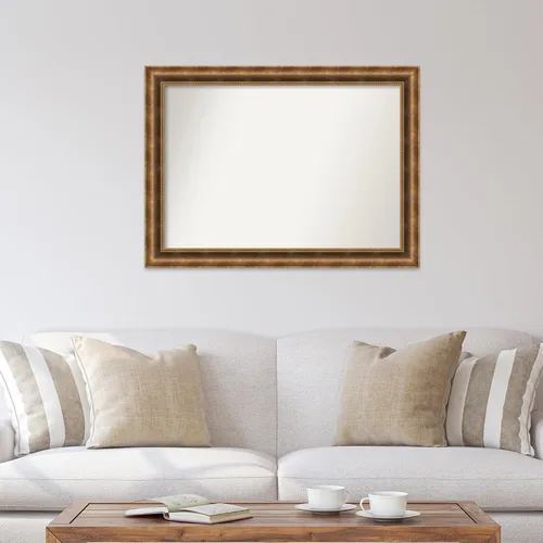 Vista 281 de Amanti Art Espejo de pared personalizado no biselado (25 x 25 pulgadas), marco de bronce acentuado, varios tamaños personalizados, espejo de baño