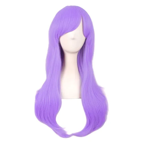Vista 5 de MapofBeauty - Peluca larga de extremos rizados para cosplay, de 28 pulgadas, para mujer, color Azure Azul celeste