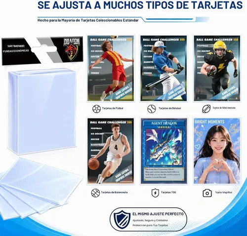 Vista 5 de 100 unidades de fundas de plástico para tarjetas con abertura superior, fundas Penny Soft para protectores de tarjetas de béisbol, adecuadas