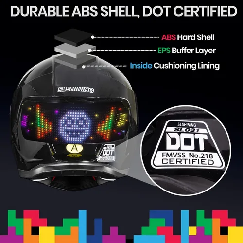 Vista 3 de Casco de Motocicleta - Casco Integral Aprobado por DOT (Control de Aplicación Inteligente), Casco de Motocicleta Compacto