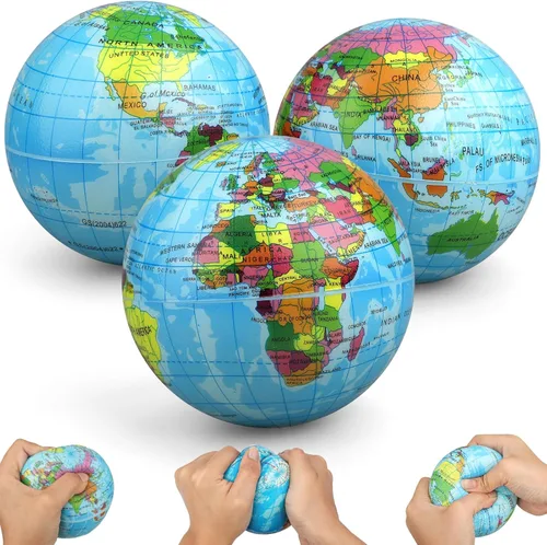 Vista 9 de Umnodobn Mini Earth - Pelotas blandas blandas de 3.7 pulgadas para niños y niñas, juguetes de geografía educativa, juguete de aprendizaje sensorial