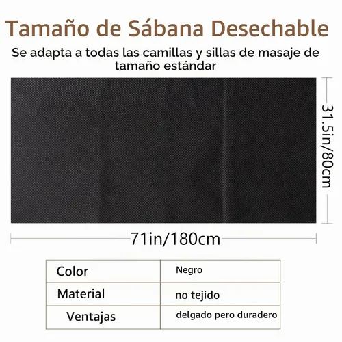 Vista 2 de 100 sábanas desechables, sábanas de mesa de masaje desechables negras, fundas de cama desechables para spa, cera de pestañas, sala de tatuajes, tela
