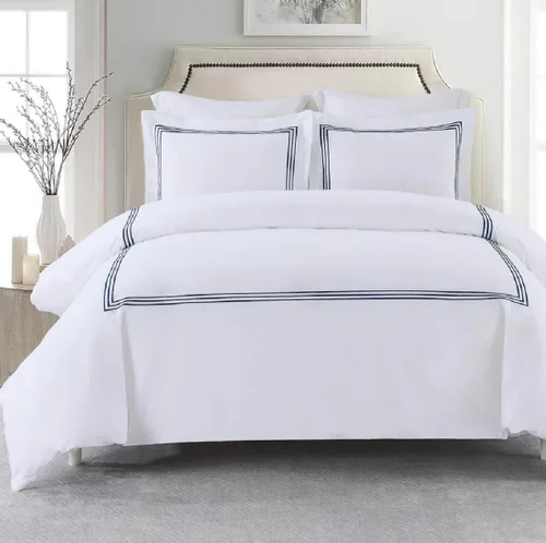 Vista 7 de Royal Hotel Bedding Adeline - Juego de funda de edredón bordada de 2 piezas con funda de almohada, 100% algodón percal, individual/individual XL