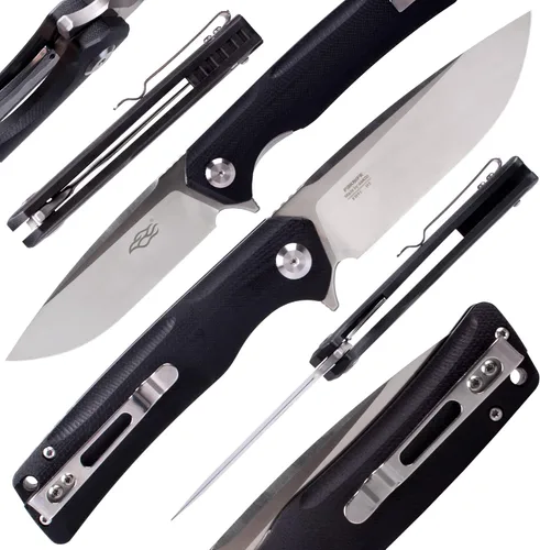 Vista 9 de Firebird GANZO FH91-BK Cuchillo plegable de bolsillo con rodamiento de bolas, hoja de acero D2, mango ergonómico G10 antideslizante con clip Negro