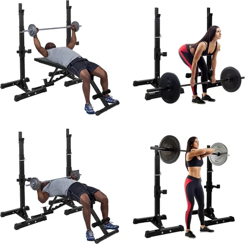 Vista 6 de ZENY Soporte ajustable para pesas en cuclillas, soporte de prensa de banco para entrenamiento de fuerza en el gimnasio en casa, carga máxima de 550