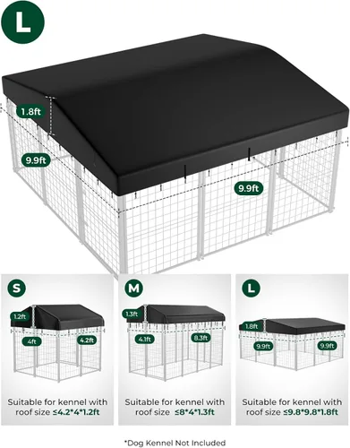 Vista 11 de PawGiant Funda de repuesto para perrera para exteriores, cubierta impermeable 420D resistente a los rayos UV para recinto grande de 9.8 x 9.8 pies