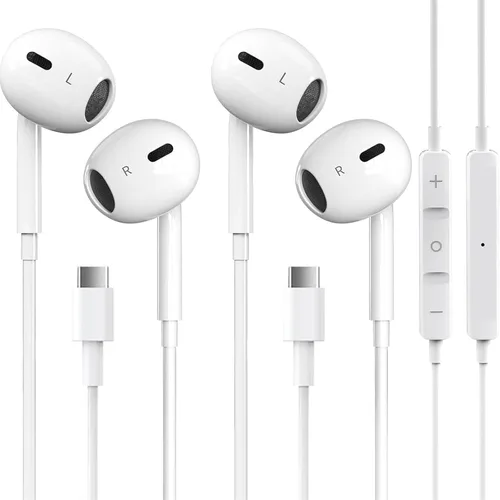 Vista 9 de Auriculares USB C para iPhone 17/16/15 Pro Max Plus Auriculares Tipo C con Micrófono y Control Remoto Cancelación de Ruido para iPhone 17/16/15 Pro