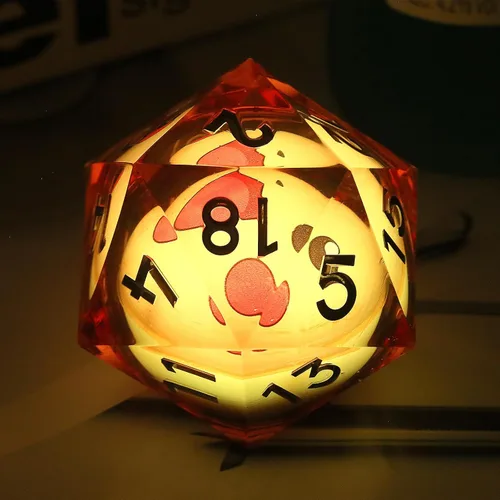 Vista 13 de DNDND - Dados D20 de 1.299 in, 1.31 pulgadas, ojo de dragón líquido, 20 dados con hermosa caja de regalo para Calabozos y Dragones (azul)