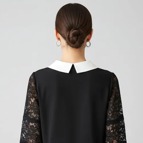 Vista 6 de Molain Cuello falso para mujer, blusa de algodón blanco con cuello redondo y cuello redondo, cuello sintético desmontable, collares falsos