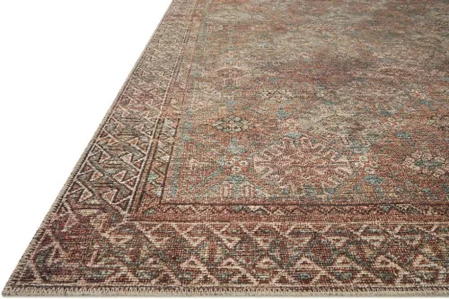 Vista 7 de Loloi Amber Lewis Billie Collection, Aqua y Óxido 2'-3" x 3'-9" Alfombra de Área – Alfombras de Acento Antiguas y Desgastadas para Sala de Estar