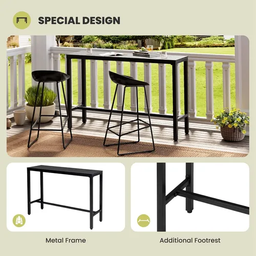 Vista 8 de Crestlive Products Mesa de bar al aire libre, mesa rectangular de 55 pulgadas de altura para mostrador de patio, mesa de pub alta con parte superior