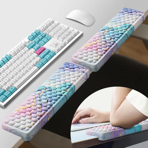 Vista 8 de JIKIOU Reposacoditos en forma de L para escritorio, almohadilla de espuma viscoelástica con soporte antideslizante para codo, paquete de 2 cojines