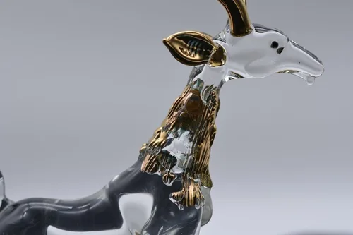 Vista 5 de Adorno de cristal soplado a mano de ciervo gigante transparente, decoración de figura de animal, regalo de Año Nuevo