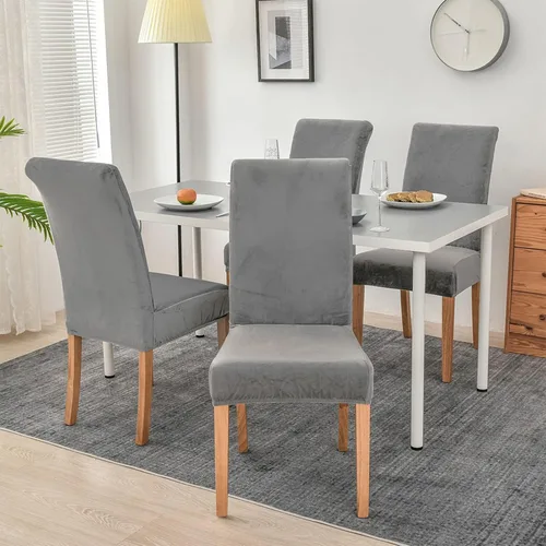 Vista 2 de MIFXIN Fundas para sillas de comedor, paquete de 6 fundas elásticas de terciopelo para sillas de cocina, elásticas, de elastano, lavables, fundas