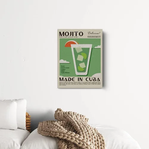 Vista 3 de Divertida impresión en lienzo de cóctel Mojito Art Wall Painting Posters de 12 x 15 pulgadas, decoración moderna para el hogar, cocina, bar
