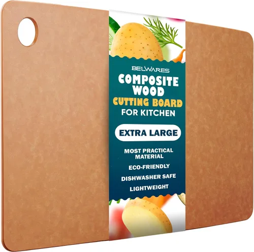 Vista 12 de Tabla de cortar de madera para cocina, tablas de cortar pequeñas de madera compuesta para lavavajillas, tabla de cortar delgada, sin BPA y ecológica