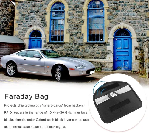 Vista 9 de Bolsa de bloqueo de señal, bolsa de protección con GPS RFID Faraday, funda de protección para teléfono celular y llavero de automóvil, antirastreo 1