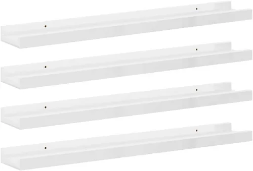 Vista 60 de Black Floating Shelves Set of 4, Wall Mounted MDF Shelves with Matte Finish for Living Room, Bedroom Decor Display