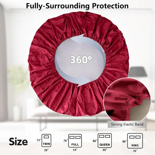 Vista 5 de Protector de colchón individual impermeable, transpirable, funda de colchón tamaño individual, sábana bajera lavable sin ruido con bolsillo profundo